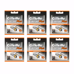 6 x Gillette Contour Plus Cartridges Men's Razor Blades 10 Refills
