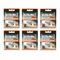 6 x Gillette Contour Plus Cartridges Men's Razor Blades 10 Refills