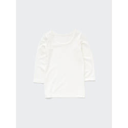 Uniqlo Japan HeaTTech U Neck T  Long Sleeve - 01 OFF WHITE/80