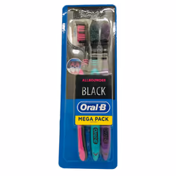 Oral B All Rounder Toothbrush Black Edition Pack of 3 Medium
