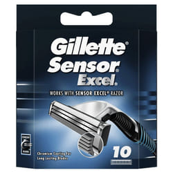 Gillette Sensor Excel Men's Replacement Razor Blade Refills Long Lasting 10 Pack