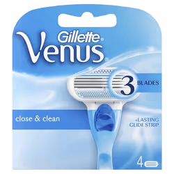 4 x Gillette Venus Original Women's Close & Clean 3-Bladed Razor Blade Refills