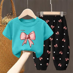 Summer Toddler Clothing Set: Cute T-shirt + Pants - blue, 110