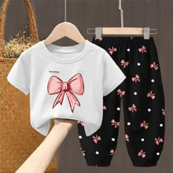 Summer Toddler Clothing Set: Cute T-shirt + Pants - white, 100