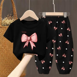 Summer Toddler Clothing Set: Cute T-shirt + Pants - black, 130
