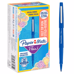 Paper Mate Flair Felt Tip Pens | Medium Point (0.7 mm) Writing Pens | Blue Pens | For Writing Drawing & Sketching | 36 Count