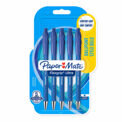Papermate Flexgrip Ultra, Clip, Clip-on retractable ballpoint pen, Refillable, Blue, 5 pc(s), Medium
