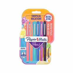 Papermate Flair Tropical, Capped gel pen, Black, Blue, Orange, Pink, Purple, Black, Blue, Orange, Pink, Purple, Plastic, Medi ...