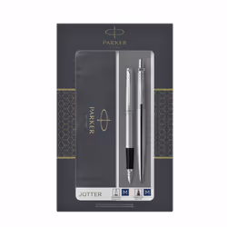 Parker 2093258, Black, Silver, 2 pc(s), Ballpoint pen + Fountain pen