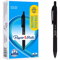 Paper Mate Alfa Retractable Ballpoint Pens | Medium Point (1.0 mm) | Black Ink | 12 Count