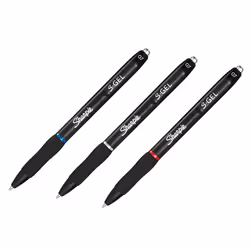 Sharpie S-Gel, Retractable gel pen, Black, Blue, Red, Black, Medium, 0.7 mm, Blister