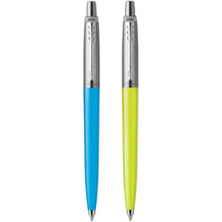 Parker Jotter Originals Ballpoint Pens | Pop Art Collection | Lime and Sky Blue with Chrome Trims | Medium Point | Blue Ink | 2 Count