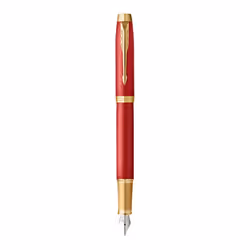 Parker 2143650, Gold, Red, Cartridge filling system, Blue, Brass, Lacquer, Round nib
