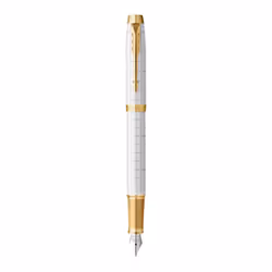 Parker 2143652, Gold, White, Cartridge filling system, Blue, Brass, Lacquer, Round nib