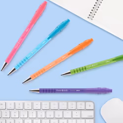 Flexgrip Ultra Pastel Ballpoint Pens | Medium Point (1.0mm) | Blue Ink | Pastel Barrels | 5 Count