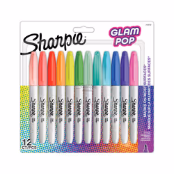 Sharpie 2198780, 12 pc(s), Blue, Green, Orange, Pink, Purple, Red, Yellow, Fine tip, White, Round, 1 mm