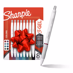 SHARPIE SGel Pens Fashion Barrel Gel Pens Pearl White Body Medium (0.7mm) Point Stocking Stuffers Bold Ink Colors 8 Cou ...