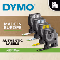DYMO Authentic D1 Labels | Black Print on White | 12mm x 7m | Self-Adhesive Labels for LabelManager Label Printers | 20 Count - Additional view 6