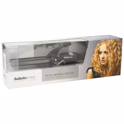 Babyliss Pro Black Porcelain Triple Barrel Waver - Creates Gorgeous Waves Instantly
