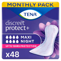 TENA Discreet Maxi Night, Incontinence Pads for Women, Specifically Designed for Night Time Protection with Wider Back and Ex ...