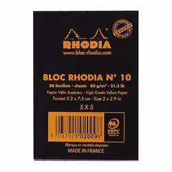 Rhodia Head stapled pad N°10 writing notebook 80 sheets Black