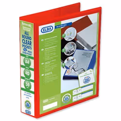 Elba Panorama A4 Presentation Ring Binder. Made from hard wearing plastic board. Clear slip pockets on front. back and spine. ...