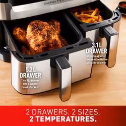 Tefal Easy Fry EY905D40 8.3L Dual Air Fryer & Grill - Silver