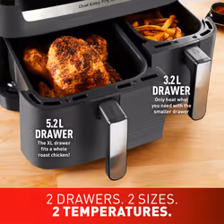 Tefal Dual Easy Fry & Grill EY905B40 Double 8.3 L Stand-alone 2400 W Hot air fryer Grey