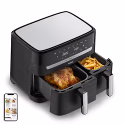 Tefal Dual Easy Fry & Grill EY9018, Hot air fryer, 8.3 L, Double, Black, Touch, Stand-alone