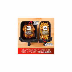 Tefal Easy Fry Dual Zone Digital Air Fryer, 2 Drawers, 8.3L, 8in1, Uses No Oil, Air Fry, Extra Crisp, Roast, Bake, Reheat, Dehydrate, 6 Portions,