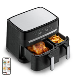 Moulinex Dual Easy Fry EZ9018 Double 8.3 L Stand-alone Hot air fryer Black, Stainless steel