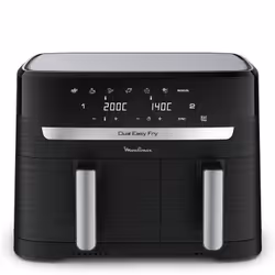 Moulinex Dual Easy Fry EZ9018 Double 8.3 L Stand-alone Hot air fryer Black, Stainless steel