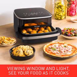 Tefal Easy Fry Pizza, XL Surface, Large Air Fryer, Spacious Basket, Up To 1 Kg of Fries, Compact Design, Extra-Crisp Technology, Viewing Window,