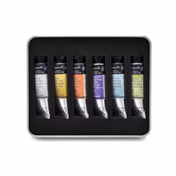 Sennelier French Artists' Watercolor Set  10ml Tubes  6-Color Iridescent & Metallic Tin Set