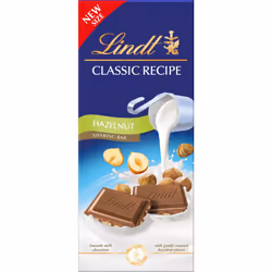 LINDT Classic Recipe Sharing Bar - Hazelnut 190g (Pack of 12)