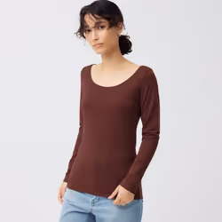 Gu STyle HeaT ExTra Wide Neck T  Long Sleeve - 18 WINE/XS