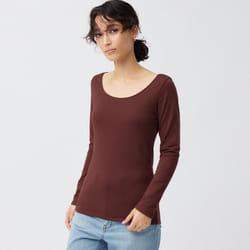Gu STyle HeaT ExTra Wide Neck T  Long Sleeve - 18 WINE/XS