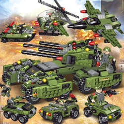 1000PCS Tank Building Blocks 8in1 Military Heavy Tank Model Building Block Army Toys for Boy - Green Tank-710Pcs