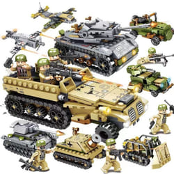 1000PCS Tank Building Blocks 8in1 Military Heavy Tank Model Building Block Army Toys for Boy - Tank-1061Pcs