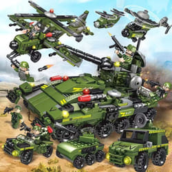 1000PCS Tank Building Blocks 8in1 Military Heavy Tank Model Building Block Army Toys for Boy - Jungle Army-476Pcs