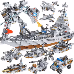 1000PCS Tank Building Blocks 8in1 Military Heavy Tank Model Building Block Army Toys for Boy - Navy Robot-1000Pcs