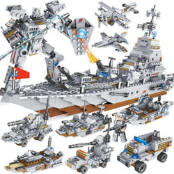 1000PCS Tank Building Blocks 8in1 Military Heavy Tank Model Building Block Army Toys for Boy - Navy Robot-1000Pcs