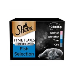 Sheba Fine Flakes Luxury Adult Wet Cat Food | 96x85g Mixed Fish