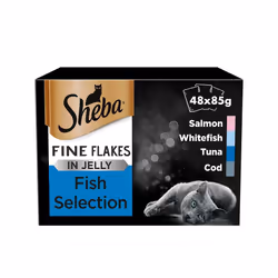 SHEBA Fine Flakes Cat Pouches Fish Collection in Jelly 12x85g (Pack of 4)