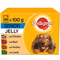 PEDIGREE Senior Dog Pouches In Jelly 12x100g (Pack of 4)
