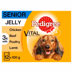 PEDIGREE Senior Dog Pouches In Jelly 12x100g (Pack of 4)