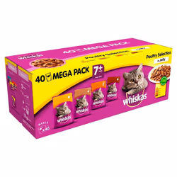 Whiskas 7+ Senior Cat Pouches Poultry Selection Cat Food Jelly 120x100g Megapack