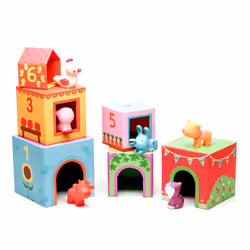 Djeco Topanifarm Stacking Blocks - Early Years Toddler and Baby Toy