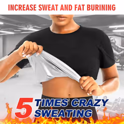 Sauna Shirt for Women Short Sleeve Sweat Suit Compression Shirts Sauna Workout Tank Top Body Shaper Slimming Underwear FItness Sha - black,silver, S/M