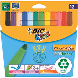 BIC Kids Visacolor Extra Large Felt Tip Pens Assorted Colours (Pack 12